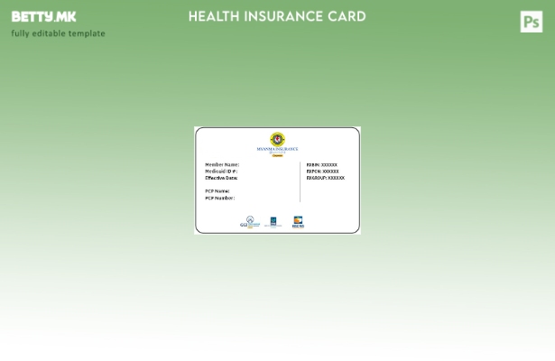 Модерен стил Шаблон за картичка за здравствено осигурување во Мјанмар